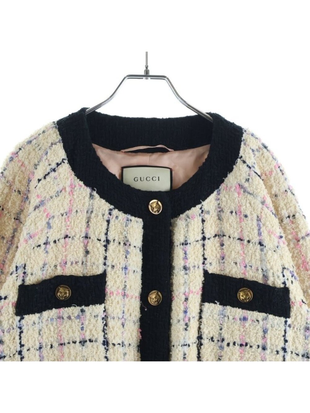 Gucci Michele Era Oversize Tweed Bomber Jacket Color Beige - Picture 3 of 8